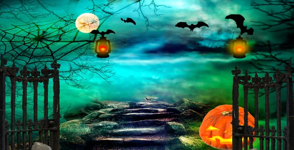 Halloween Hintergrund Bunte Fantasielandschaft — Stockfoto