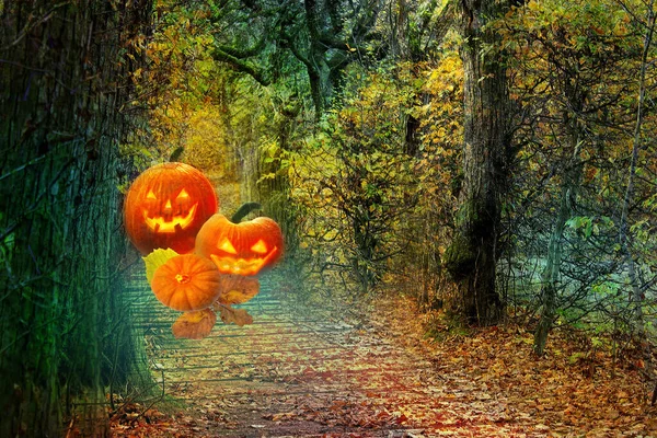 Fond Halloween Paysage Fantastique Coloré — Photo