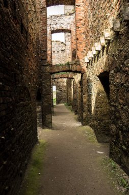 Slains Kalesi 'nin detayları Aberdeenshire, İskoçya, İngiltere' de..