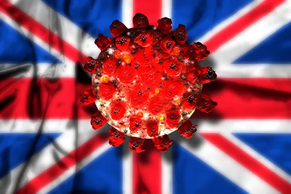 Rött Coronavirus Brittisk Flagg Bakgrund Låsning Storbritannien Koncept — Stockfoto