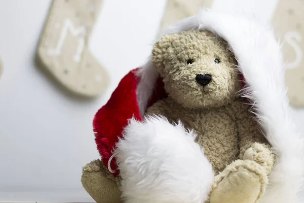 Urso Peluche Bonito Época Natal — Fotografia de Stock