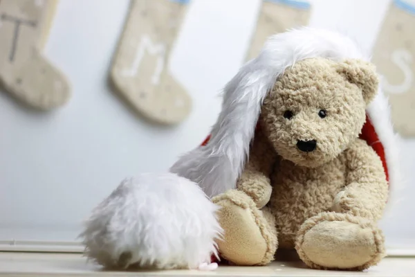Niedlicher Teddybär Zur Weihnachtszeit — Stockfoto
