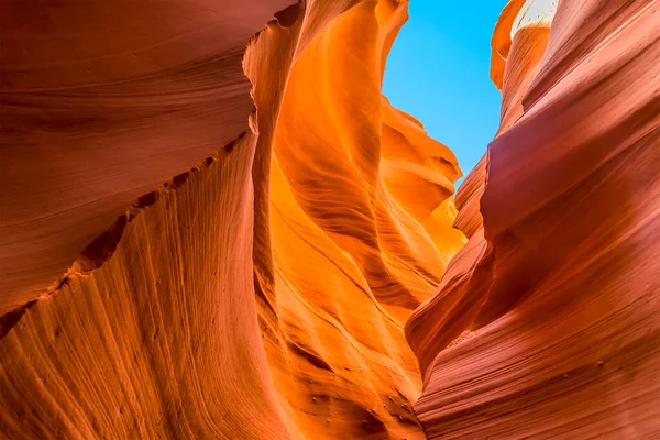 Orange Färgade Stenar Slot Canyon Nedre Antelope Canyon Page Arizona — Stockfoto