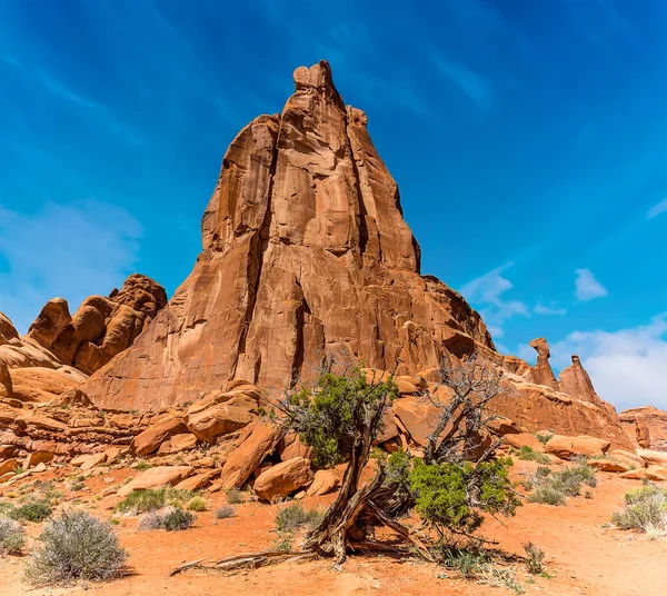 Tyčící Butte Park Avenue Trailhead Vyhlídka Arches National Park Moab — Stock fotografie