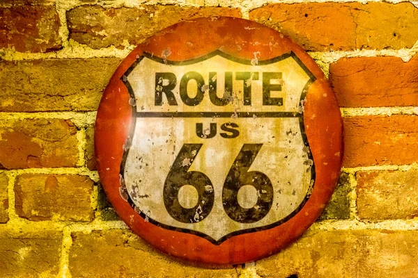 Iconic Route Tábla Egy Falon Williams Arizona — Stock Fotó