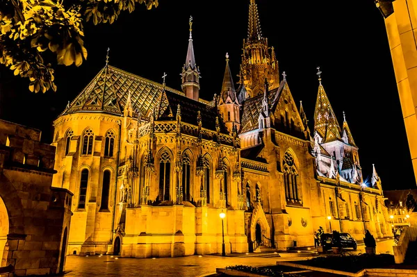 Blick Über Die Fisherman Bastion Budapest Auf Die Matthiaskirche Bei — Stockfoto