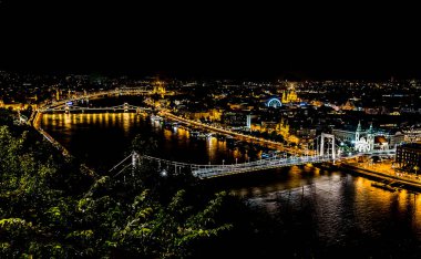 Tuna Nehri boyunca kuzeye bakan bir manzara yaz gecelerinde Özgürlük Heykeli 'nin eteklerinden