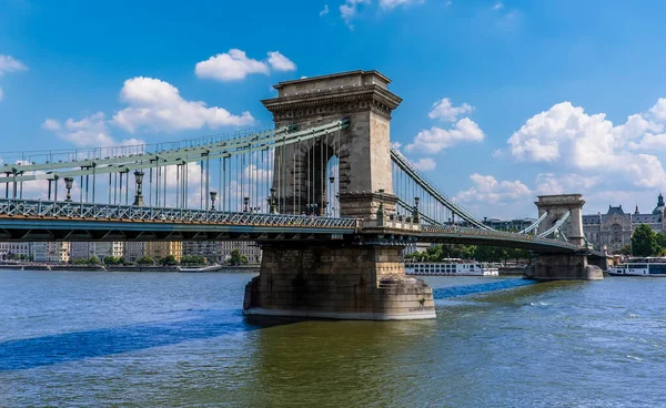 Ponte Delle Catene Sul Danubio Budapest Visto Dal Distretto Buda — Foto Stock