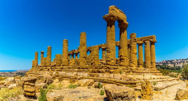 Una Vista Cerca Del Templo Juno Antigua Ciudad Siciliana Agrigento — Foto de Stock