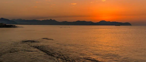 Glorious Sunset Agross Gulf Palermo Seen Beach Aspra Sicily Summer — Stock Photo, Image