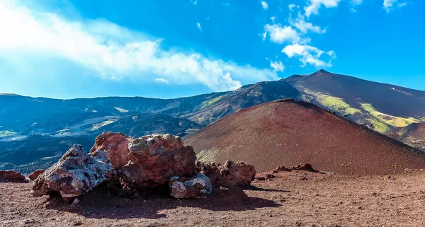 Utsikten Från Sekundär Kon Mot Toppen Etna Sicilien Sommaren — Stockfoto