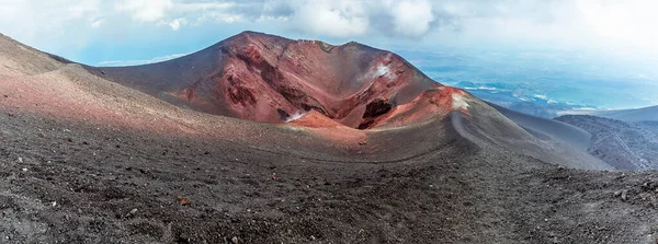 Panorama Utsikt Över Krater Mount Etna Sicilien Sommaren — Stockfoto