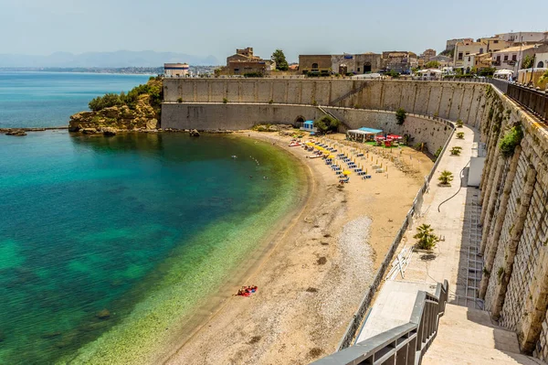 Plage Impressionnante Digue Castellammare Del Golfo Sicile Été — Photo