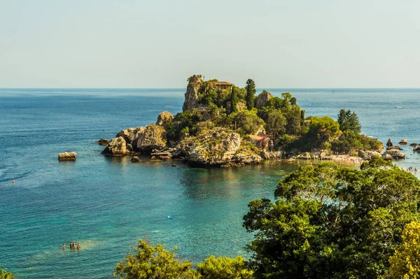 Île Pittoresque Isola Bella Taormina Sicile Été — Photo