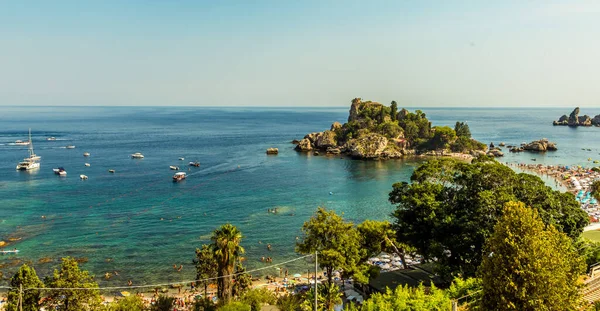 Panorama Long Côte Taormina Sicile Été — Photo