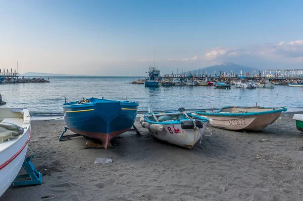 Вид Пляж Marina Grande Сорренто Италия Прямо Перед Закатом — стоковое фото