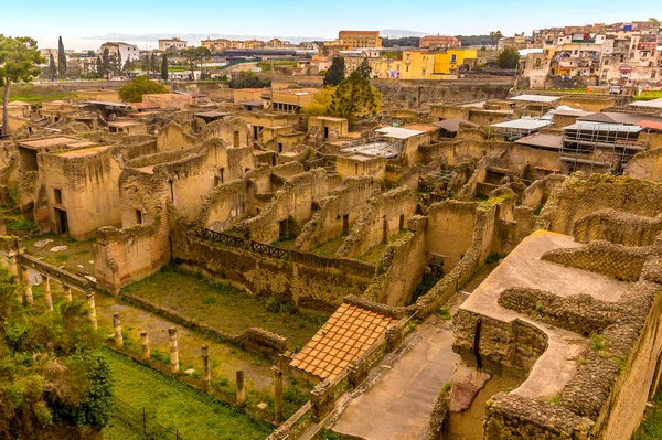 Una Vista Sobre Bien Conservado Asentamiento Romano Herculano Italia — Foto de Stock