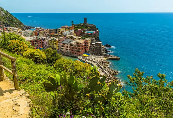 View Looking Cinque Terre Village Vernazza Summertime — Stock Photo, Image
