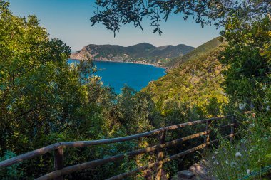 Yazın Vernazza köyünden Corniglia 'ya uzanan bir manzara.