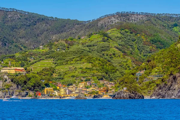 Vue Depuis Mer Village Cinque Terre Monterosso Été — Photo