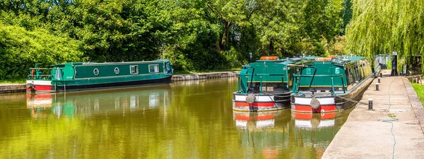 Kanálové Lodě Kotvící Stratfordu Nad Avonským Průplavem Wootton Wawen Warwickshire — Stock fotografie