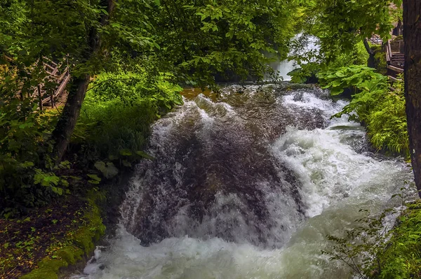 Cascades Eau Sur Une Cascade Inférieure Marmore Ombrie Italie Été — Photo