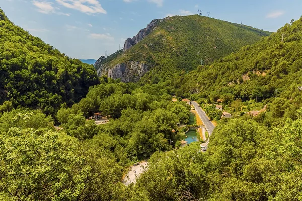 Blick Von Den Römischen Wasserfällen Marmore Umbrien Italien Sommer Den — Stockfoto
