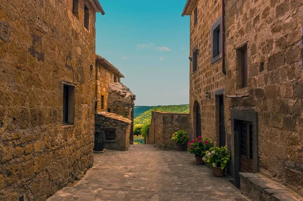 Una Vista Lungo Una Strada Laterale Nella Collina Cima Insediamento — Foto Stock