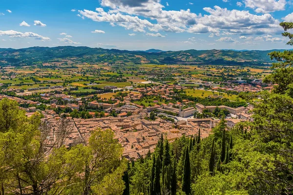 Katedralen Staden Gubbio Italien Anges Vid Foten Berget Ingino Sommar — Stockfoto