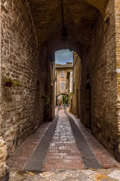 Una Vista Vicolo Assisi Umbria Estate — Foto Stock