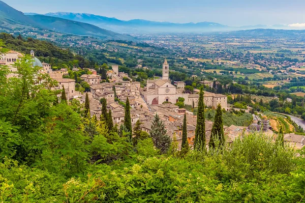 Blick Vom Schloss Rocca Maggiore Auf Die Stadt Assisi Umbrien — Stockfoto