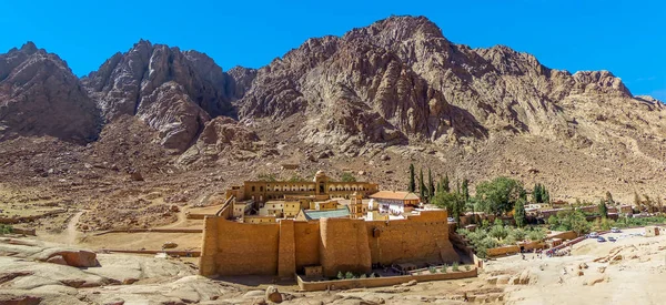 Vue Panoramique Mont Sinaï Avec Monastère Sainte Catherine Pied Montagne — Photo