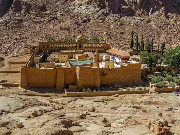 Une Vue Depuis Les Contreforts Mont Sinaï Vers Monastère Sainte — Photo