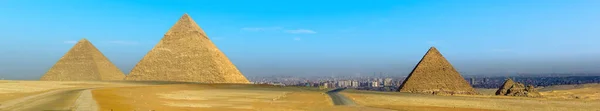 Panorama Utsikt Över Pyramiderna Giza Egypten Sommaren — Stockfoto