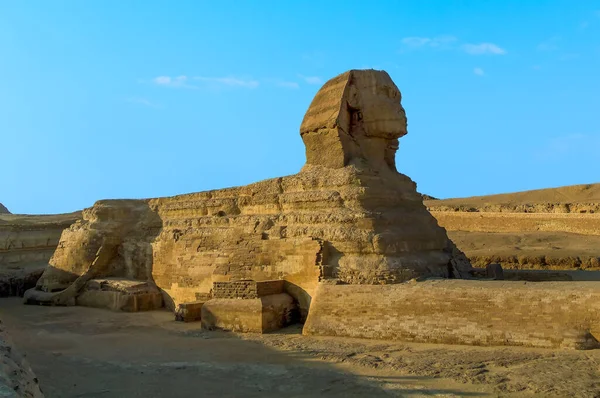 Grand Sphinx Gizeh Égypte Silhouette Dans Soleil Soir Été — Photo