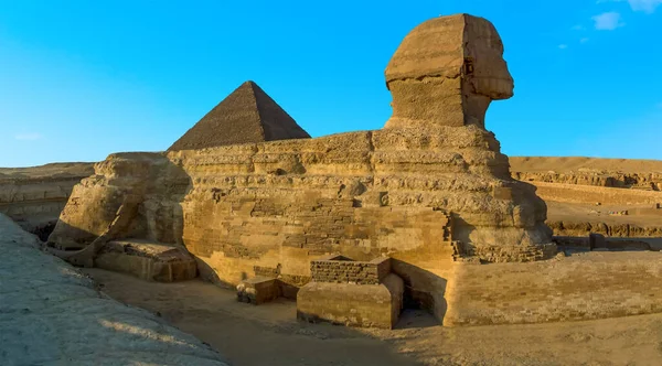 Ein Panoramablick Auf Die Große Sphinx Gizeh Ägypten Der Abendsonne — Stockfoto