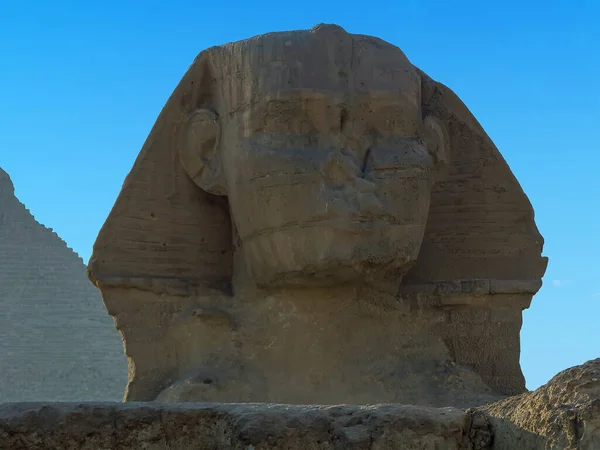 Het Gezicht Van Grote Sfinx Gizeh Egypte Zomer — Stockfoto