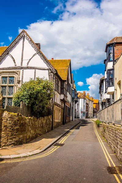Eine Traditionelle Straße Mit Einzelnen Gebäuden Der Altstadt Von Hastings — Stockfoto