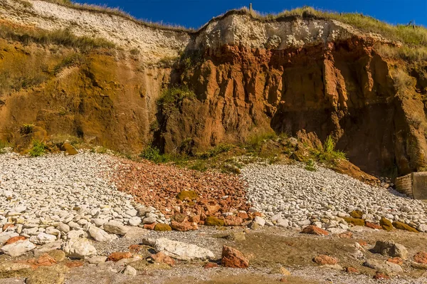 Natuurlijk Gescheiden Rode Witte Rotsen Van Witte Rode Oranje Gestratificeerde — Stockfoto