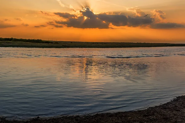 Sunset River Glaven Blakeney Norfolk Egyesült Királyság — Stock Fotó