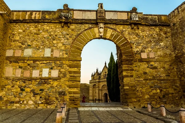 Glimpse Church Saint Maria Giants Archway Antequera Spain Sunset Summer — стоковое фото