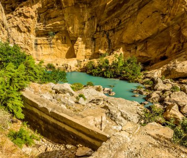 İspanya 'nın Ardales yakınlarındaki vadide gezinen Gaitanejo nehrinin manzarası