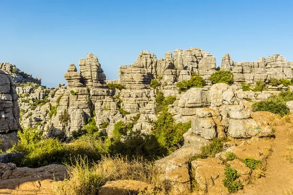Muros Piedra Caliza Erosionada Paisaje Kárstico Torcal Cerca Antequera España — Foto de Stock