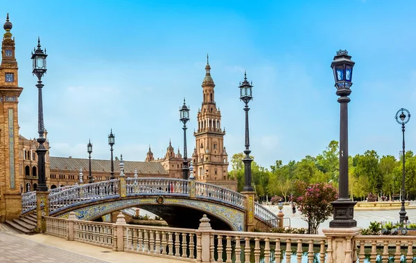 Una Vista Puente Art Deco Lado Sur Plaza España Sevilla — Foto de Stock