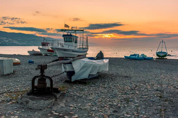 Strand Castell Ferro Spanyolország Napkeltekor Nyáron — Stock Fotó