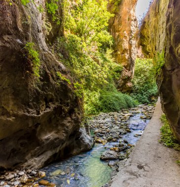 Monachil nehri, İspanya 'nın Sierra Nevada dağlarındaki bir vadiye giden bir tünelden çıkar.