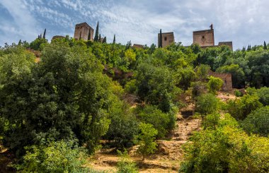 Yazın Granada 'nın Albaicin ilçesinden Alhambra Bölgesi' ne bakan bir manzara