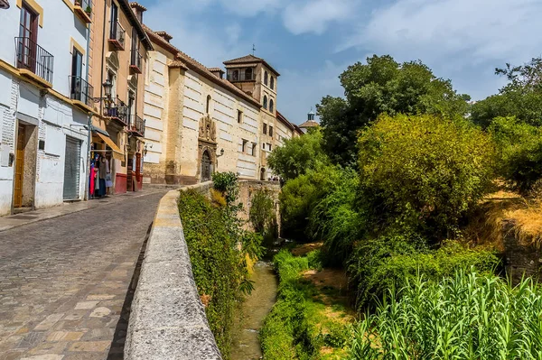 Vista Sul Fiume Darro Nel Quartiere Albaicin Granada Estate — Foto Stock