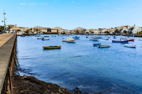 View Promenade Boats Moored Lagoon Charco San Gines Arrecife Lanzarote — Stock Photo, Image
