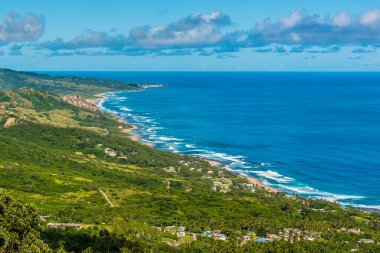 Hackleton Kayalıklarından Barbados 'taki Bathsheba plajına doğru bir manzara